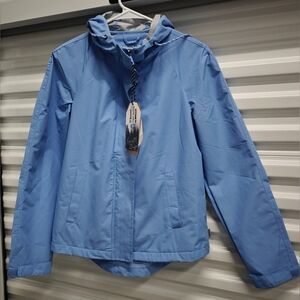Women's S Avalanche Weather Shield Waterproof Shell Rain Jacket Blue Hooded Zip